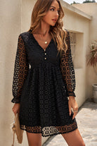Buttoned Empire Waist Lace Dress - Guy Christopher