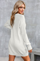 Buttoned Long Sleeve Sweater Dress - Guy Christopher