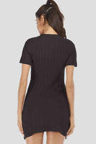 Buttoned Short Sleeve V-Neck Knit Dress - Guy Christopher