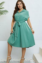 Buttoned Tie-Waist Shirt Dress - Guy Christopher