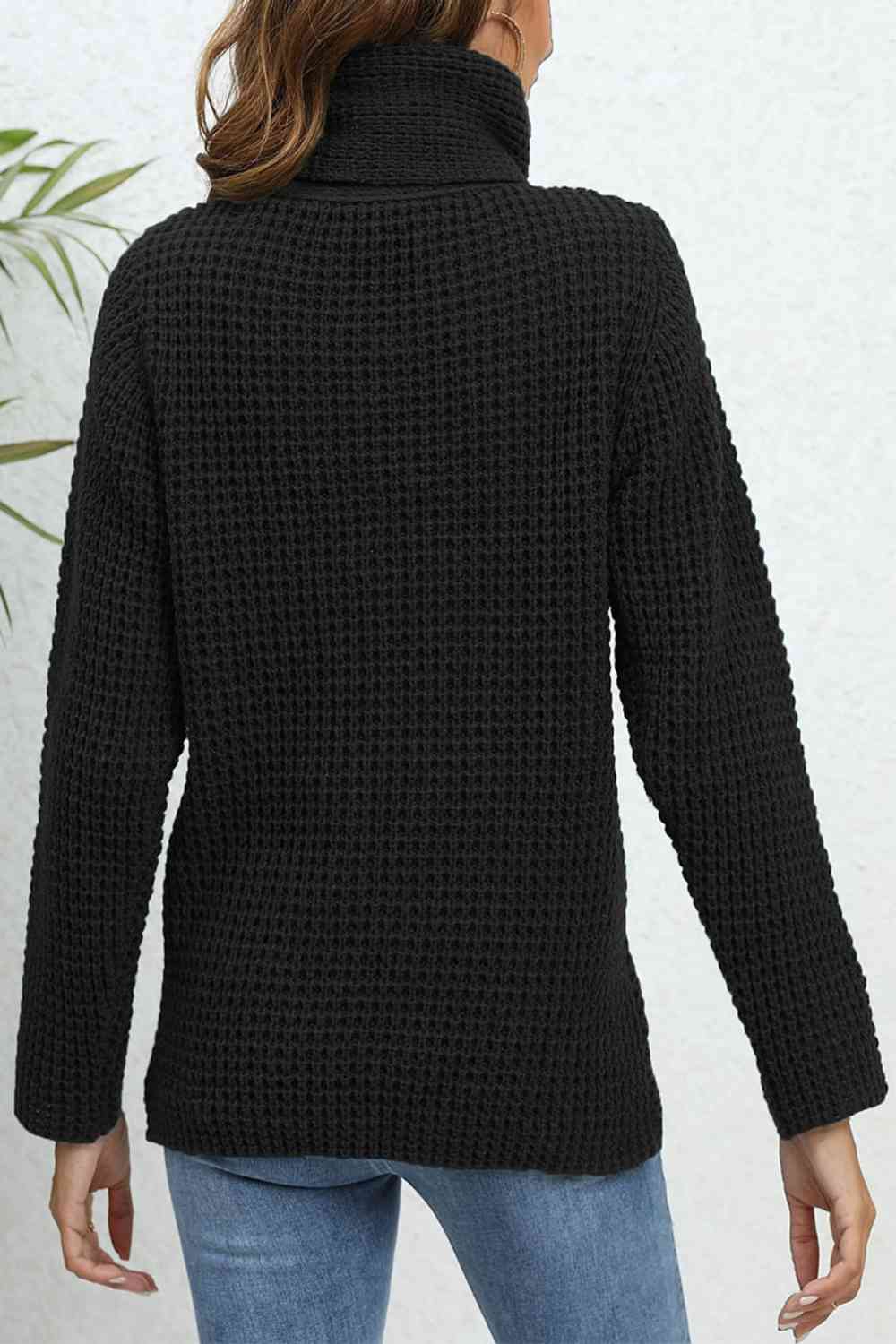 Buttoned Turtleneck Long Sleeve Sweater - Guy Christopher