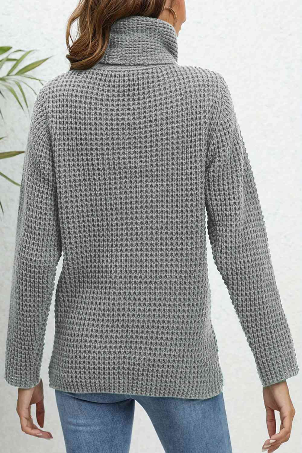 Buttoned Turtleneck Long Sleeve Sweater - Guy Christopher