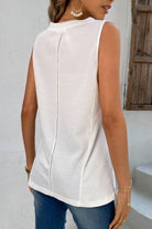 "Buttoned V-Neck Tank - Embrace Romance and Elegance with Every Move - Unleash Your Inner Goddess" - Guy Christopher