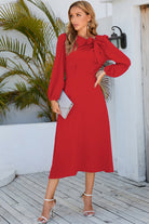 Twisted Long Sleeve Midi Dress - Guy Christopher 