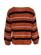 Striped Round Neck Long Sleeve Sweater - Guy Christopher 