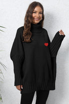 Turtle Neck Long Sleeve Ribbed Sweater - Guy Christopher 