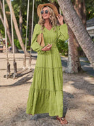 Smocked Waist V-Neck Maxi Dress - Guy Christopher 