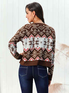 Snowflake Pattern Round Neck Sweater - Guy Christopher 