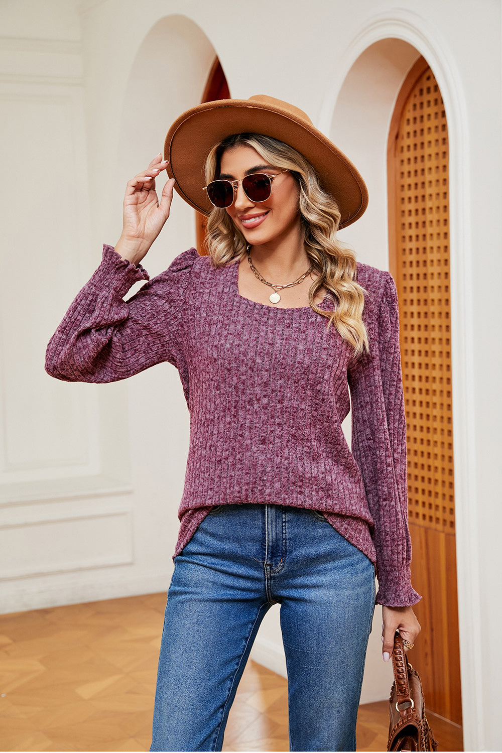 Square Neck Puff Sleeve Top - Guy Christopher 