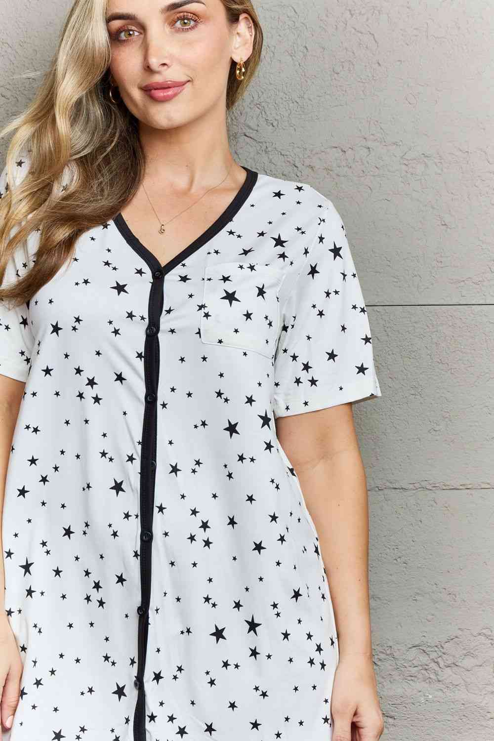 MOON NITE Quilted Quivers Button Down Sleepwear Dress - Guy Christopher 