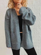 Open Front Long Sleeve Cardigan with Pockets - Guy Christopher 