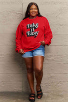 Simply Love Full Size TAKE IT EASY Graphic Sweatshirt - Guy Christopher 