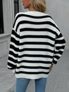 Striped Dropped Shoulder Sweater - Guy Christopher 