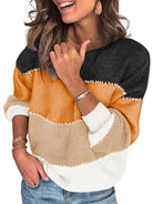 Color Block Round Neck Sweater - Guy Christopher 