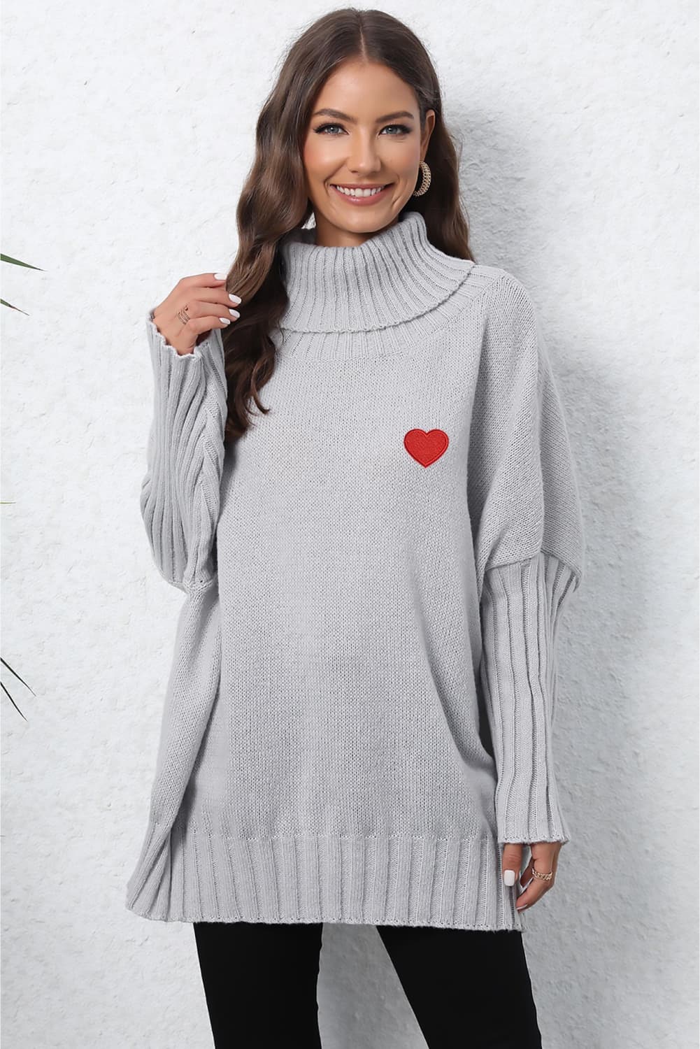 Turtle Neck Long Sleeve Ribbed Sweater - Guy Christopher 