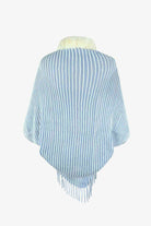 Striped Open Front Fringe Poncho - Guy Christopher 