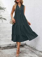 V-Neck Sleeveless Tiered Dress - Guy Christopher 