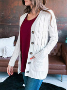 Cable-Knit Buttoned Cardigan with Pockets - Guy Christopher