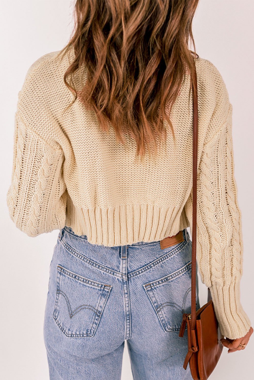 Cable-Knit Cropped Cardigan and Cami Set - Guy Christopher