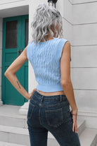 Cable-Knit Deep V Cropped Knit Vest - Guy Christopher