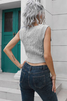 Cable-Knit Deep V Cropped Knit Vest - Guy Christopher