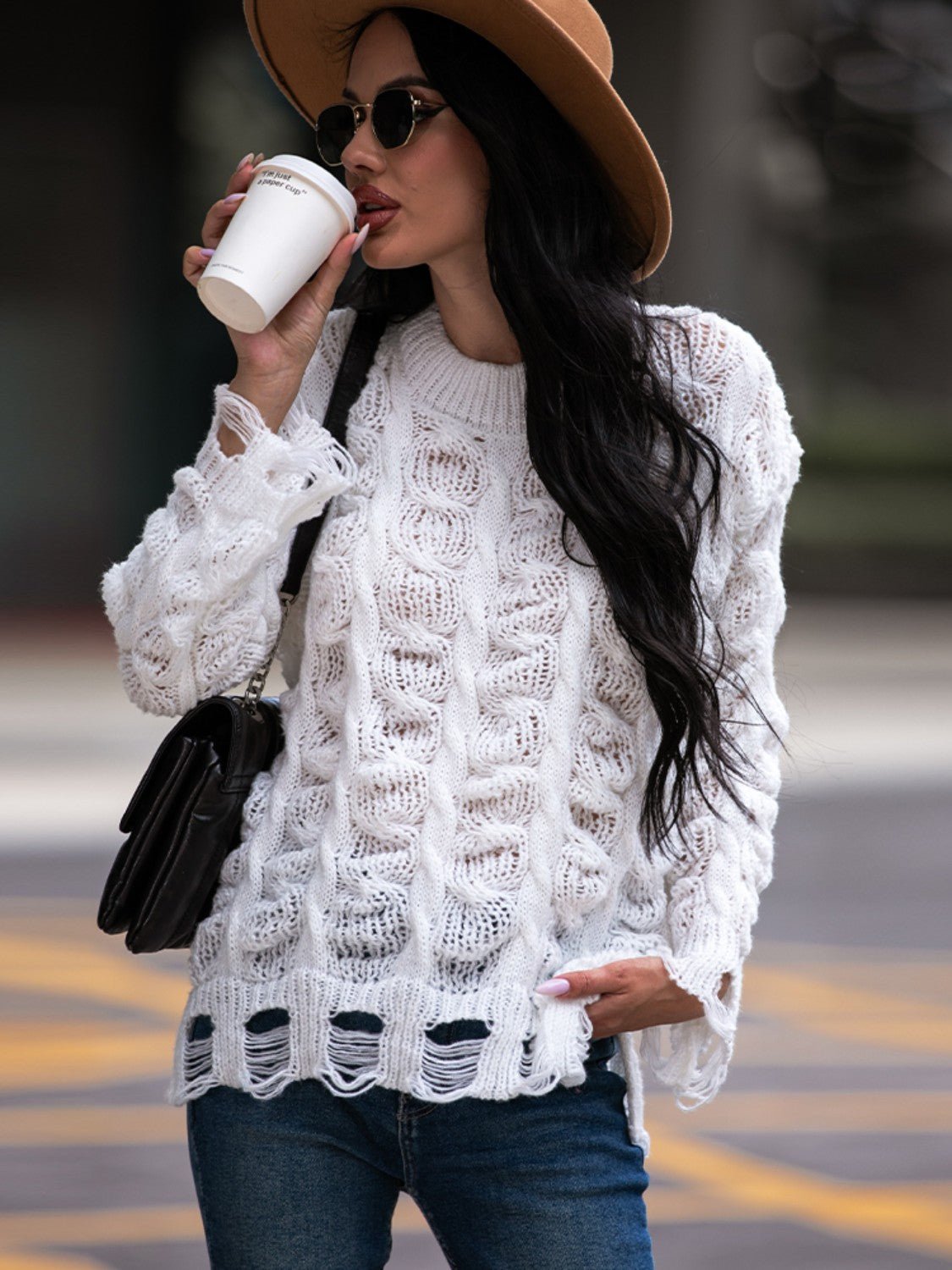 Cable-Knit Distressed Sweater - Guy Christopher