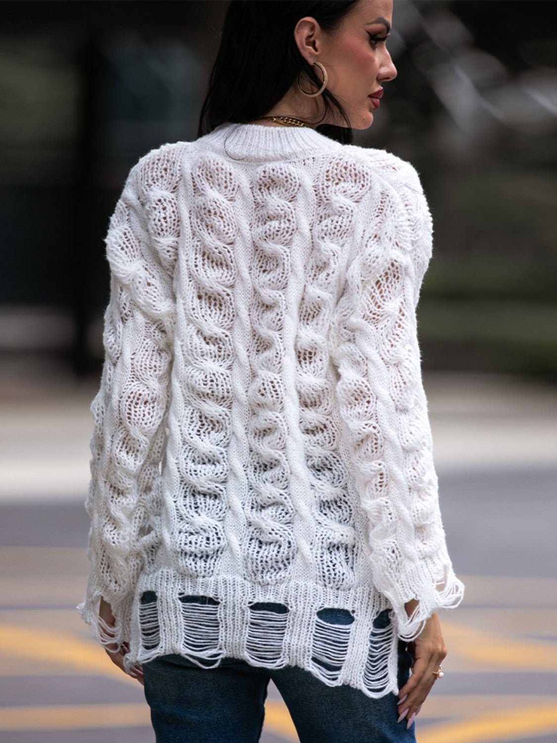 Cable-Knit Distressed Sweater - Guy Christopher