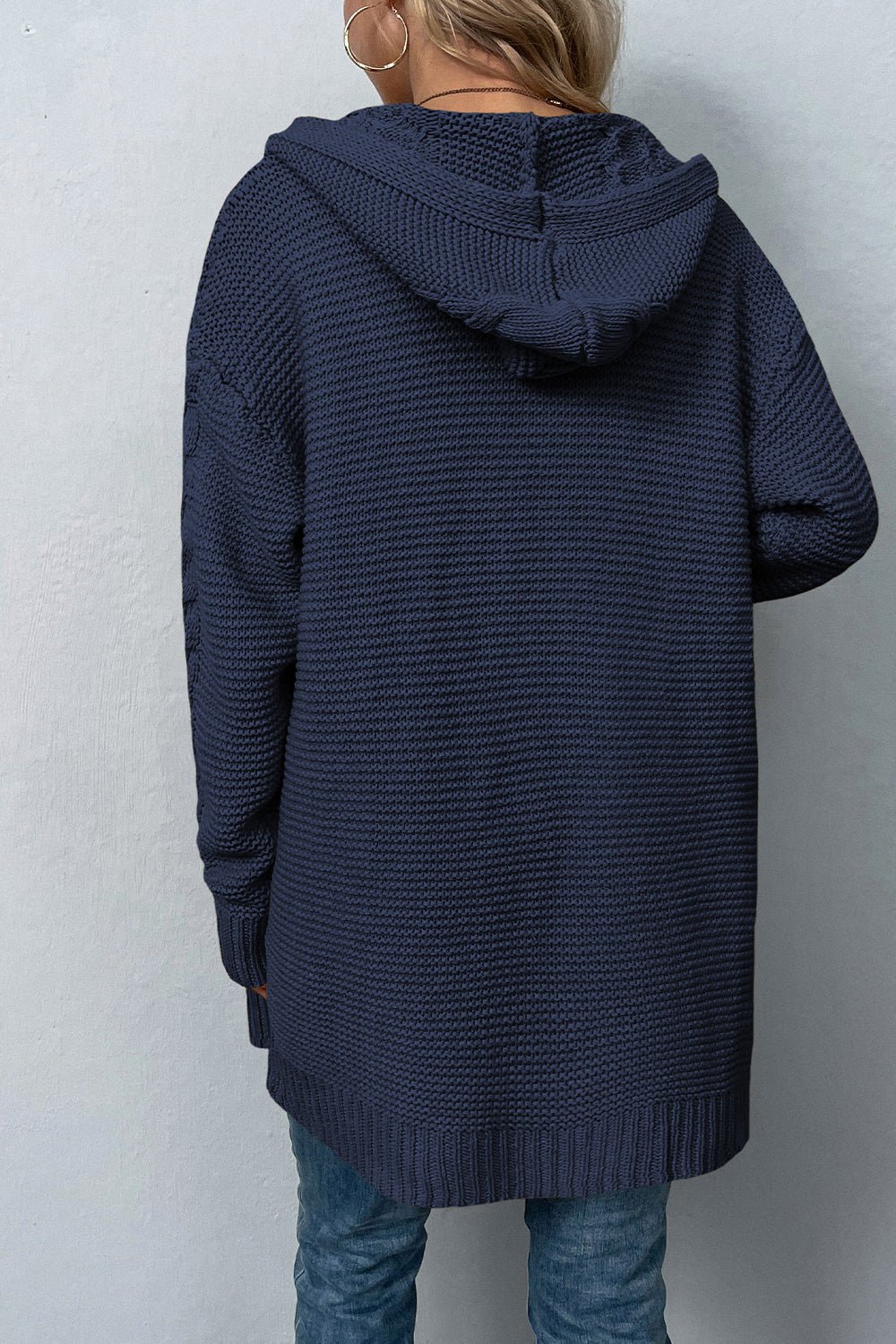 Cable-Knit Dropped Shoulder Hooded Cardigan - Guy Christopher