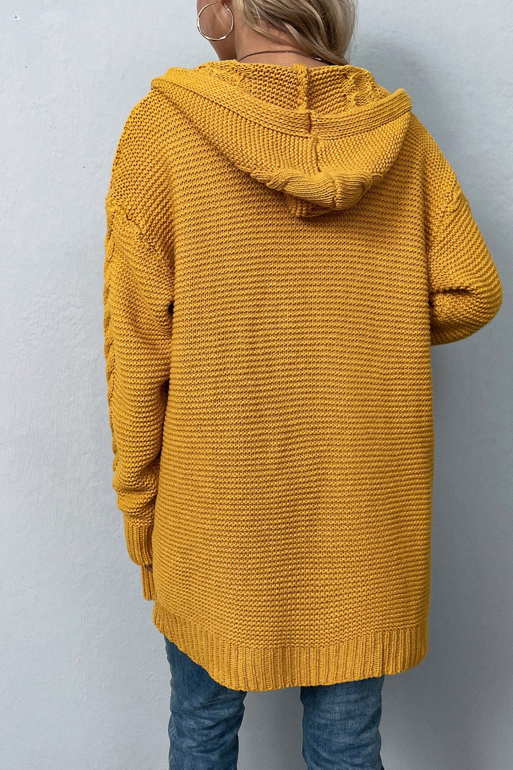 Cable-Knit Dropped Shoulder Hooded Cardigan - Guy Christopher