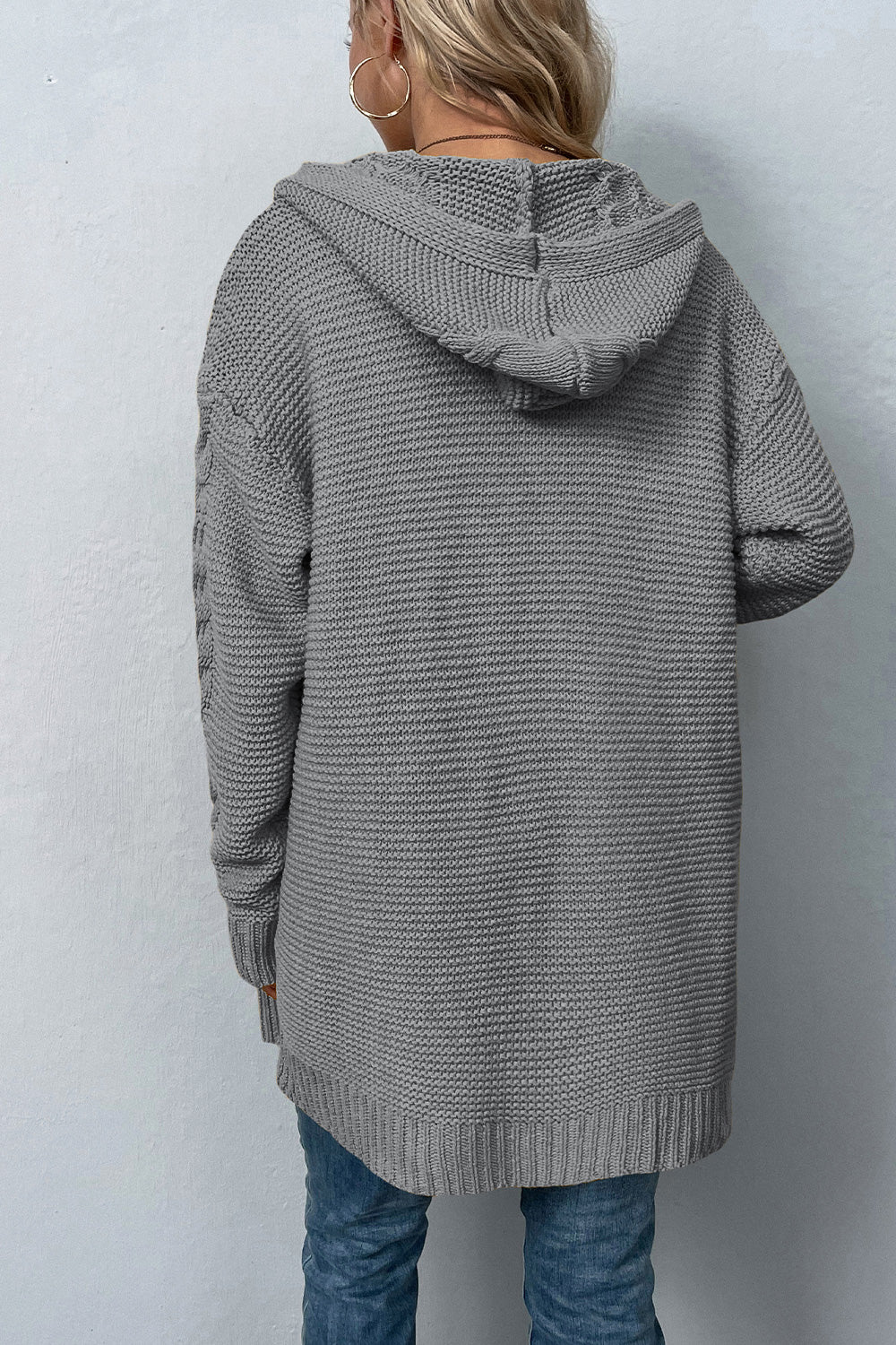 Cable-Knit Dropped Shoulder Hooded Cardigan - Guy Christopher