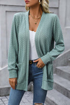 Cable-Knit Long Sleeve Cardigan with Pocket - Guy Christopher