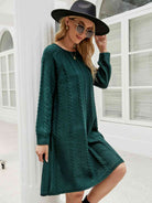 Cable-Knit Long Sleeve Sweater Dress - Guy Christopher