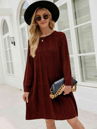 Cable-Knit Long Sleeve Sweater Dress - Guy Christopher