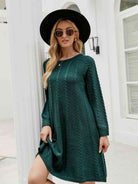 Cable-Knit Long Sleeve Sweater Dress - Guy Christopher