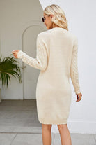 Cable-Knit Long Sleeve Sweater Dress - Guy Christopher