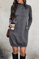 Cable-Knit Mock Neck Dress - Guy Christopher