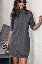 Cable-Knit Mock Neck Dress - Guy Christopher