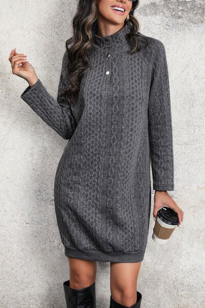 Cable-Knit Mock Neck Dress - Guy Christopher