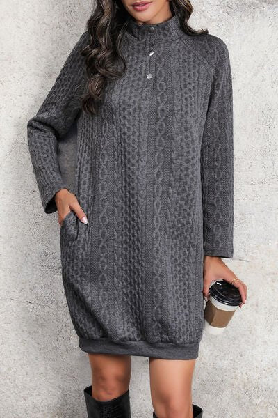 Cable-Knit Mock Neck Dress - Guy Christopher