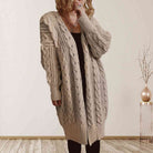 Cable-Knit Open Front Dropped Shoulder Cardigan - Guy Christopher
