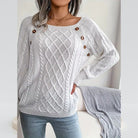 Cable knit preppy button round square top sweater - Guy Christopher