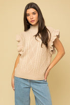 Cable Knit Ruffle Sweater Vest - Guy Christopher