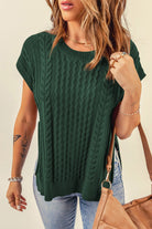 Cable-Knit Side Slit Sweater Vest - Guy Christopher