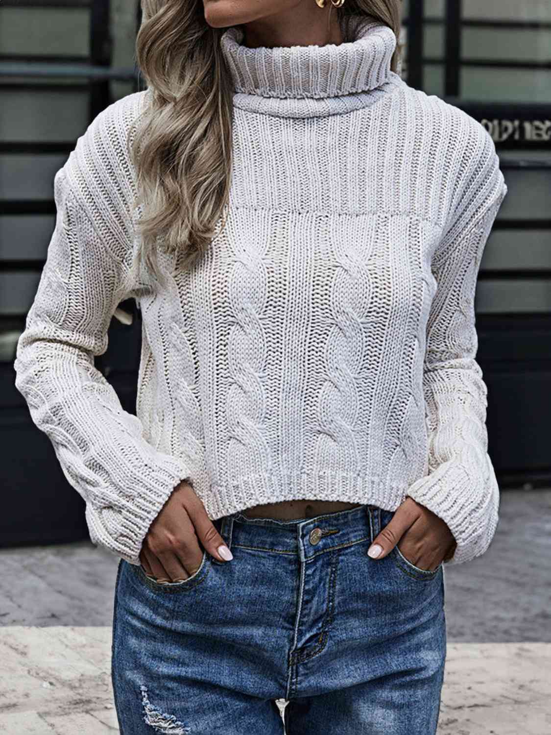 Cable-Knit Turtleneck Sweater - Guy Christopher