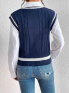 Cable-Knit V-Neck Sweater Vest - Guy Christopher