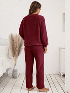 Teddy Long Sleeve Top and Pants Lounge Set - Guy Christopher 