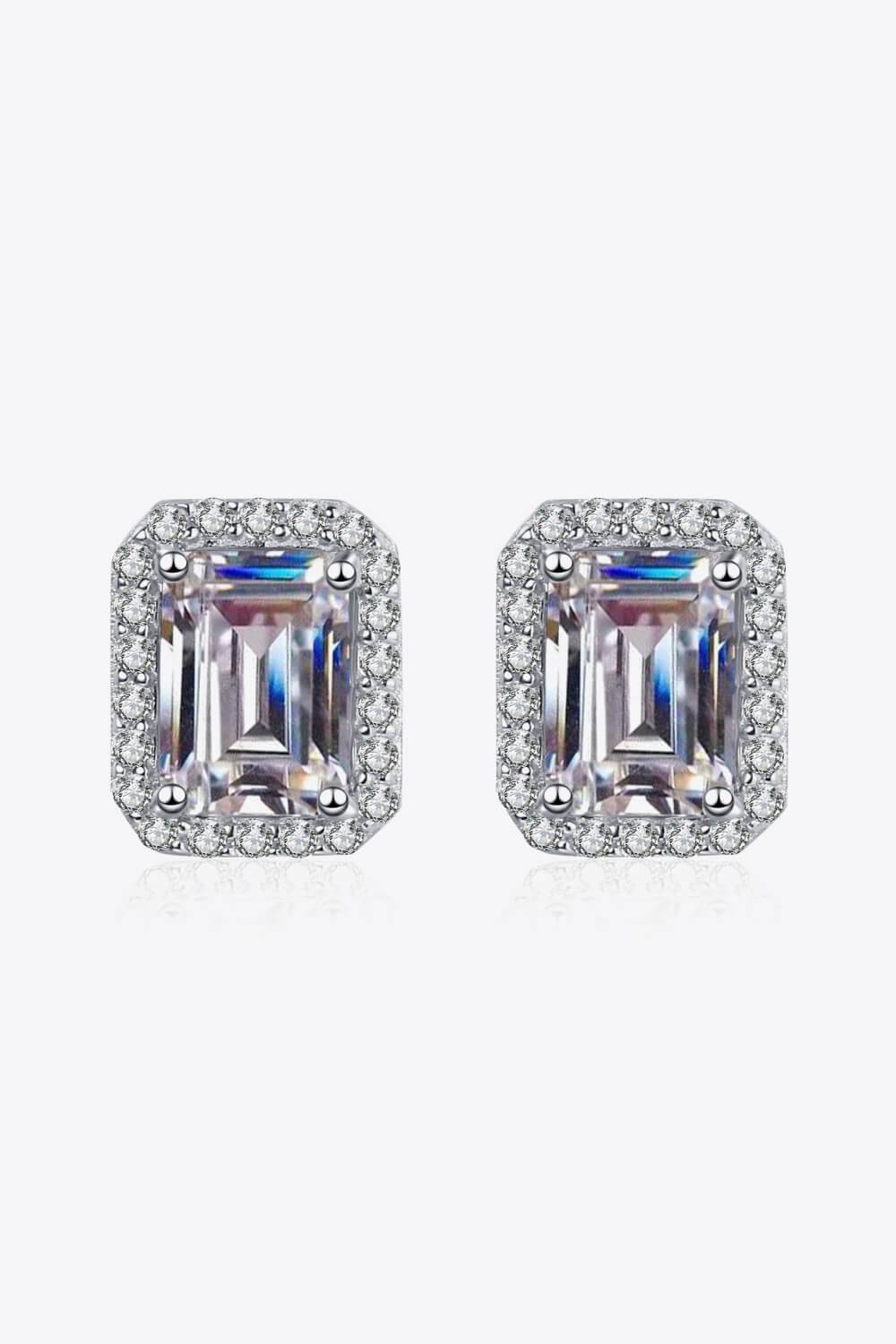 Captivate Hearts with the Radiance of 1 Carat Moissanite Rhodium-Plated Square Stud Earrings - Unmatched Elegance and Enchanting Lightweight Perfect for any Romantic Occasion. - Guy Christopher