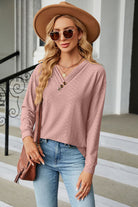 V-Neck Long Sleeve Blouse - Guy Christopher 