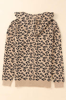 Woven Right Leopard Print Drawstring Hooded Sweater - Guy Christopher 