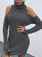 Turtleneck Cold-Shoulder Sweater Dress - Guy Christopher 